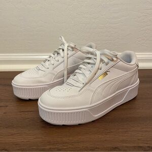 Puma Women's White Platform Sneakers with Gold Accents
